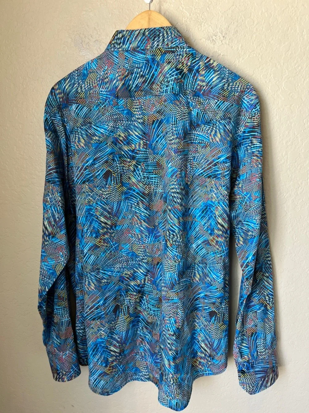 Robert Graham blue abstract geometric button down long sleeve shirt - Picture 8 of 11
